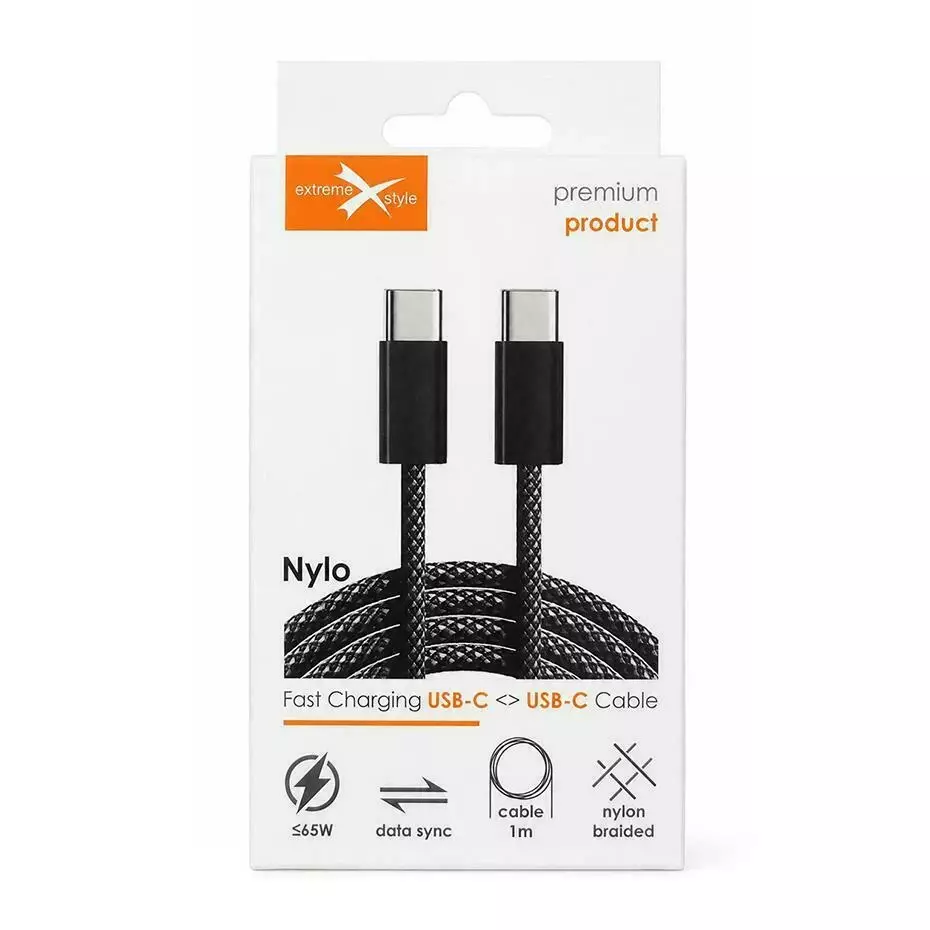 Kabel eXtremestyle Nylo C-C 65W 1m czarny
