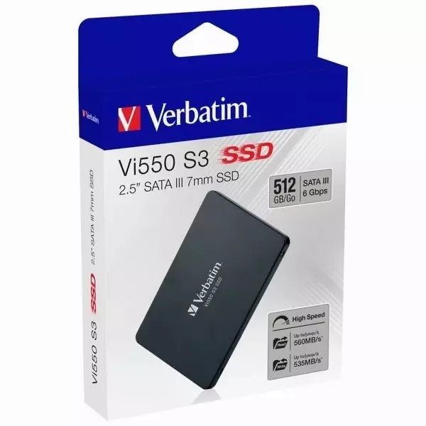 Dysk SSD Wewnętrzny Verbatim Vi550, 49352, 512GB, czarny, SATA III