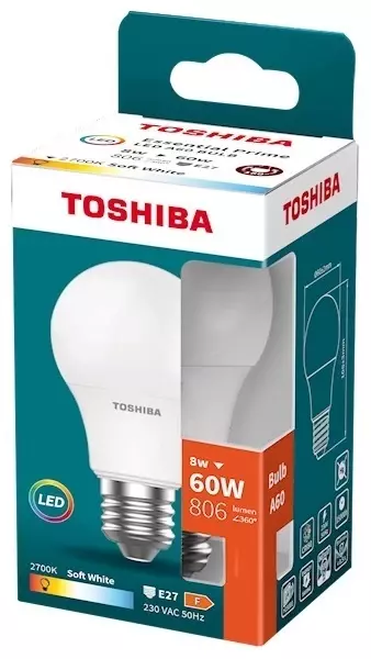 Żarówka Toshiba E27 A60 8W 806lm 2700K 60W/80