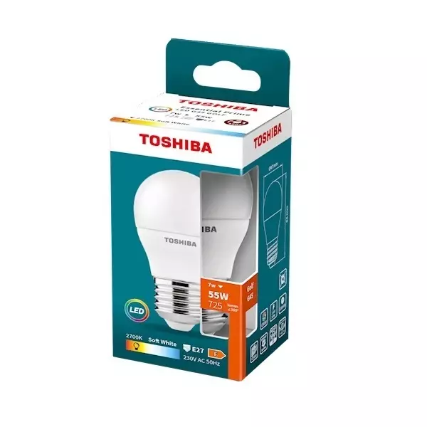 Żarówka Toshiba E27 G45 7W 725lm 2700K 55W/80