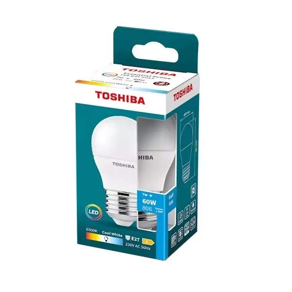 Żarówka Toshiba E27 G45 7W 806lm 6500K 60W/80