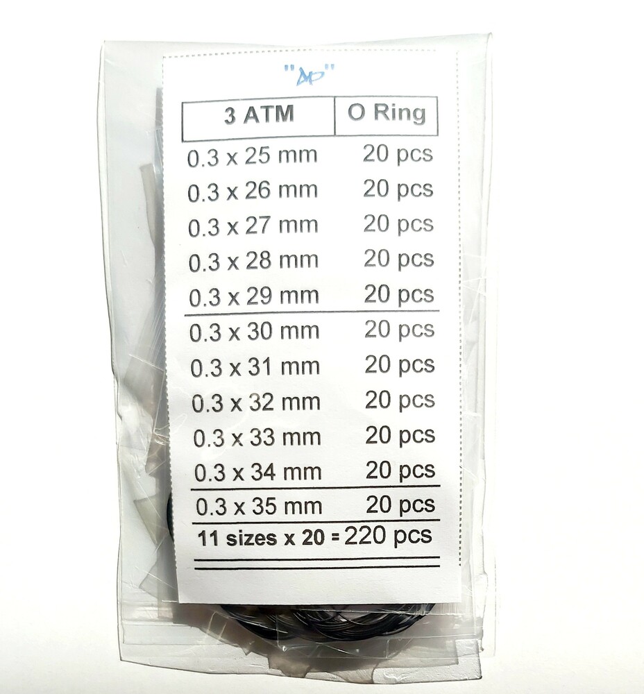 Komplet uszczelek do zegarków GR. 0.3 mm 220 szt