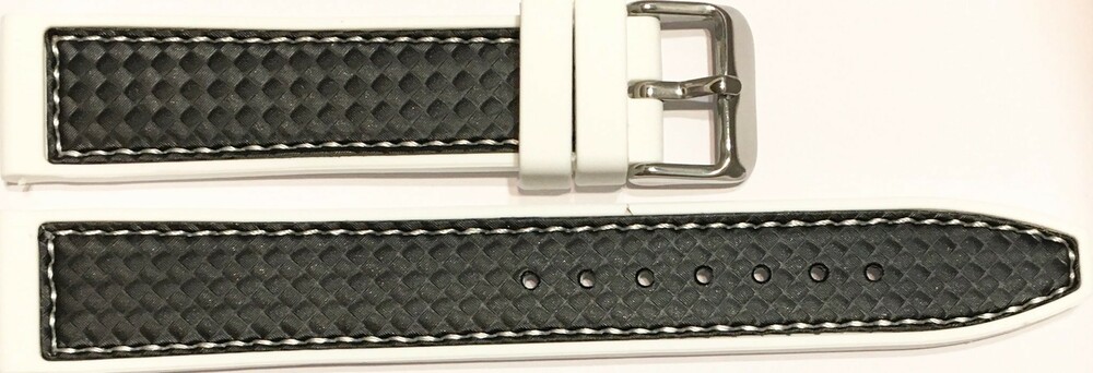Pasek silikonowy wzór karbon 18 mm biało-czarny