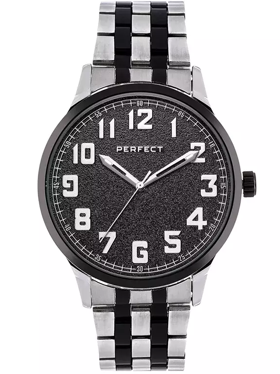 Zegarek PERFECT METAL M111 -08 SILVER/BLACK TARCZA CZARNA