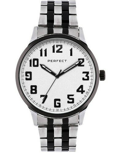 Zegarek PERFECT METAL M111-07  SILVER/BLACK TARCZA JASNA