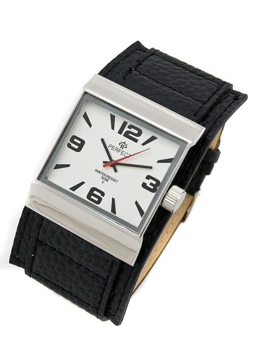 Zegarek PERFECT G207 czarny pasek tarcza srebrna