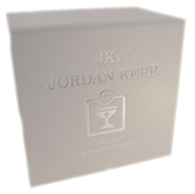 Pudełko Jordan Kerr PAMIĄTKA I KOMUNII ŚWIĘTEJ NAPIS SILVER