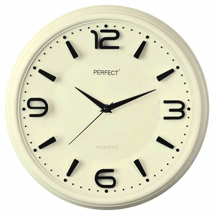 Zegar ścienny analogowy Perfect FX-6200 kremowy Ø 32,5