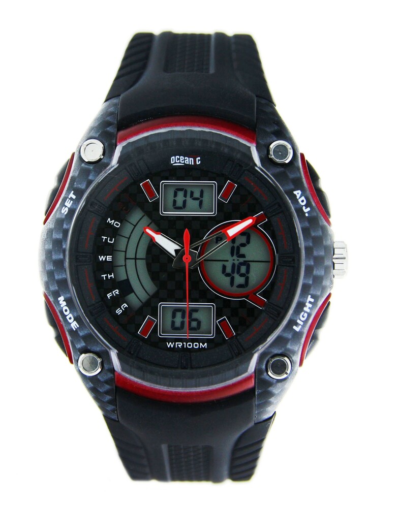 Zegarek OCEANIC AD943 czarny z czerwonym