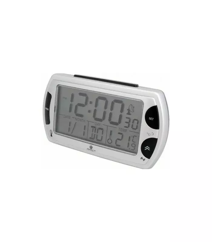 Budzik Kwarcowy LCD Perfect R358 DCF Srebrny