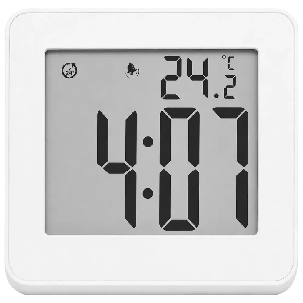 Budzik LCD Perfect JB-8209 z przyssawką Biały