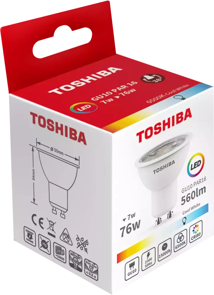 Żarówka LED TOSHIBA GU10 7W 560 lm CW 6500K/76W