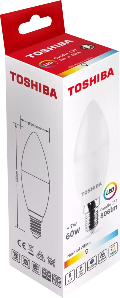 Żarówka LED TOSHIBA E14 7W 806lm NW 4000K G45/60W