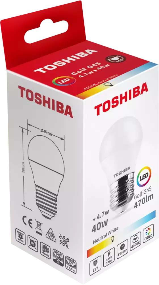 Żarówka LED TOSHIBA E27 4.7W 470lm NW 4000K G45/40W