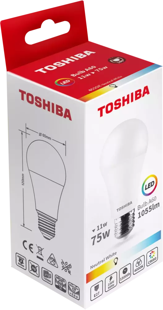 Żarówka LED TOSHIBA E27 A60 11W 1055lm 4000K 75W