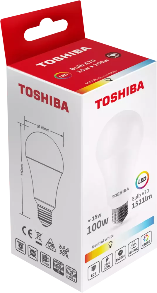 Żarówka LED TOSHIBA E27 A70 15W 1521lm NW 4000K