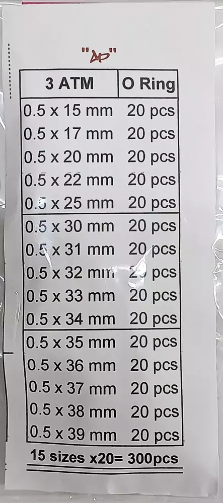 Komplet uszczelek do zegarków GR. 0.5 mm 300 szt.