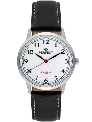 Zegarek Kwarcowy PERFECT C411C-03 Silver PASEK BLACK 1