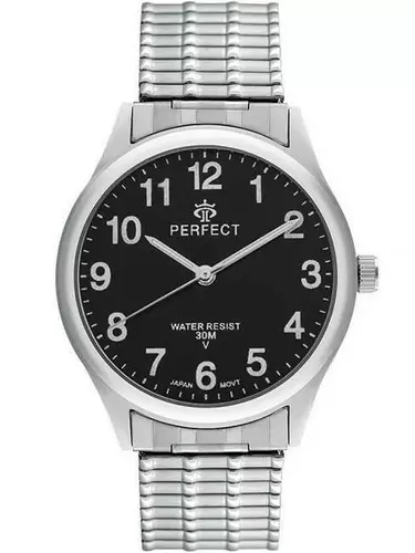 Zegarek Kwarcowy PERFECT X281-03 Silver Gumka męska TARCZA CZARNA 1