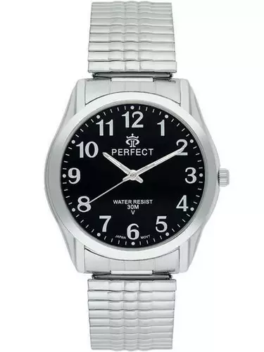 Zegarek Kwarcowy PERFECT X410-04 Silver Gumka  męska TARCZA CZARNA 1
