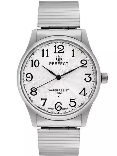 Zegarek Kwarcowy PERFECT XM421-02 Silver Gumka męska TARCZA SILVER 1