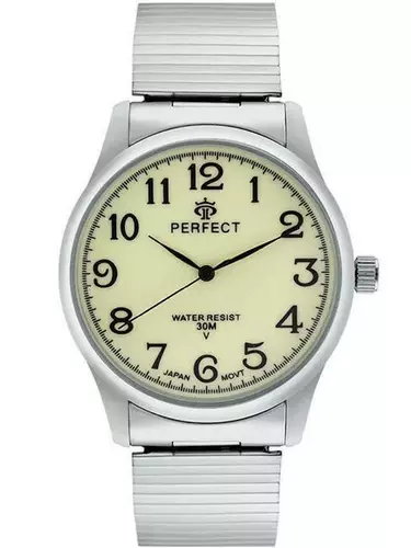 Zegarek Kwarcowy PERFECT XM421-05 Silver Gumka męska TARCZA FLUORESCENCYJNA 1