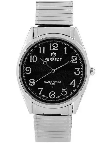 Zegarek Kwarcowy PERFECT X532-03 Silver Gumka męska TARCZA CZARNA 1
