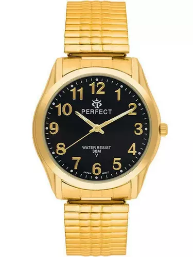 Zegarek Kwarcowy PERFECT X281-17 Gold Gumka męska TARCZA CZARNA 1