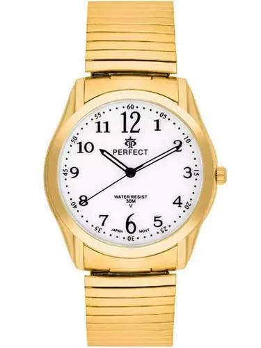 Zegarek Kwarcowy PERFECT X411-11 Gold Gumka męska TARCZA BIAŁA 1