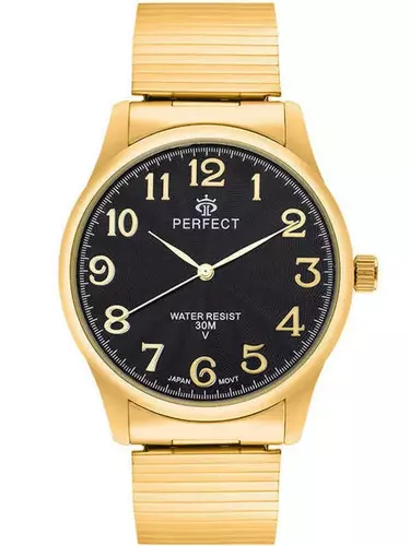 Zegarek Kwarcowy PERFECT X421-17 Gold Gumka męska TARCZA BLACK 1