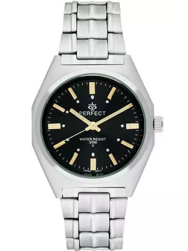 Zegarek Kwarcowy PERFECT P186-05 tarcza black index gold 1