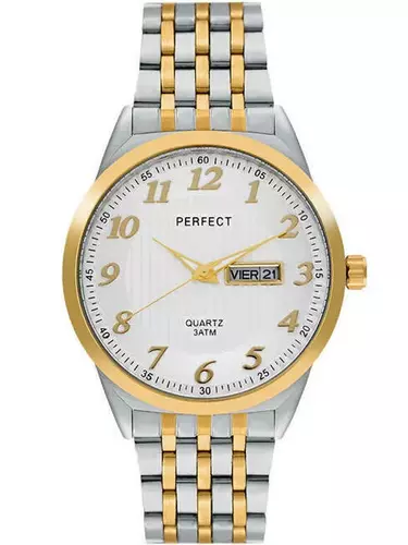 Zegarek Kwarcowy PERFECT B203-07 T/T tarcza silver cyfra gold 1
