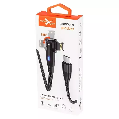 Kabel eXtremestyle Spider ROT 180 Lightning 27W 1m czarny 1
