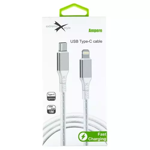 Kabel eXtremestyle Ampere Typ C Lightning 1m biały 1
