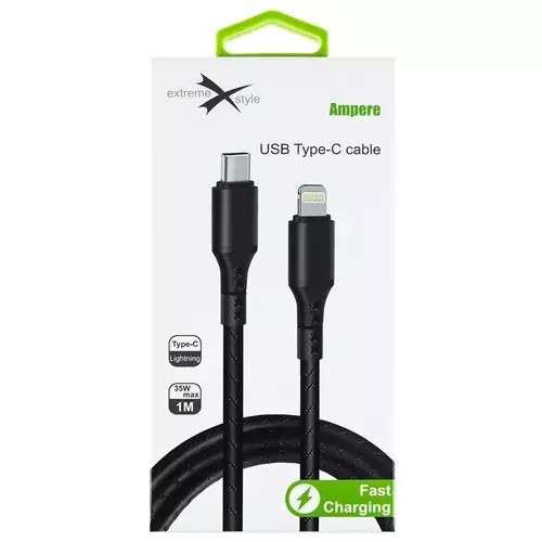 Kabel eXtremestyle Ampere Typ C Lightning 1m czarny 1