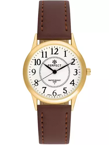 Zegarek PERFECT GP009-12 Blister MĘSKI GOLD PASEK BRĄZOWY 1