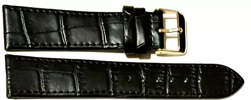 Pasek do zegarka skóra czarny 20mm bez nazwy klamra gold 1