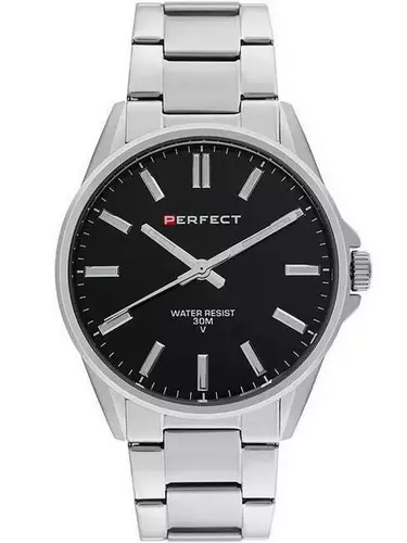 Zegarek PERFECT M148 01 SILVER TARCZA CZARNA 1