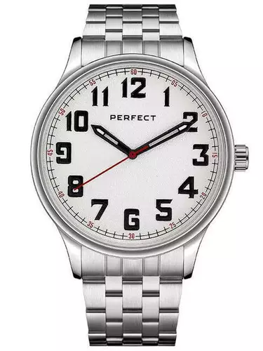 Zegarek PERFECT M111 - 02 IPS TARCZA SILVER sekundnik red 1