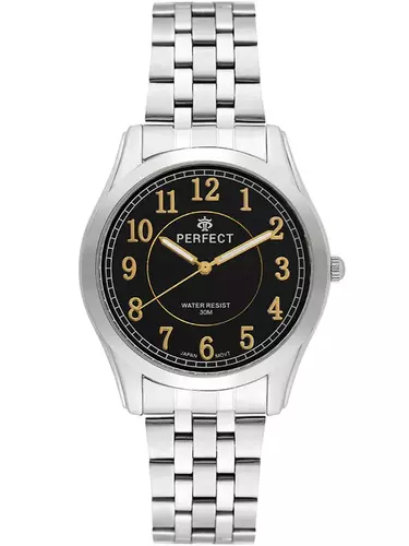 Zegarek Kwarcowy PERFECT R403J-35  Metal Standard Męski tarcza czarna/gold 1