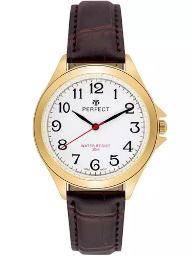 Zegarek PERFECT pasek męski XXL STD C412B-06 GOLD pasek brązowy 1