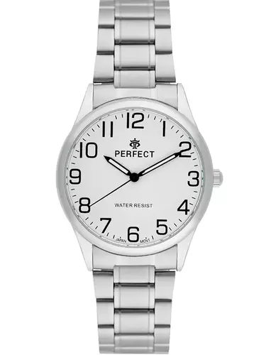 Zegarek Kwarcowy PERFECT R418G-21 Metal Standard Męski tarcza biała/black 1