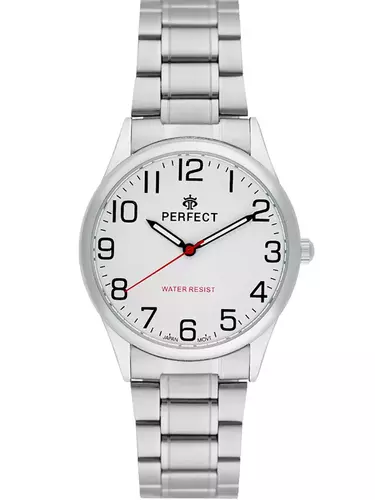 Zegarek Kwarcowy PERFECT R418G-22   Metal Standard Męski tarcza biała/red 1