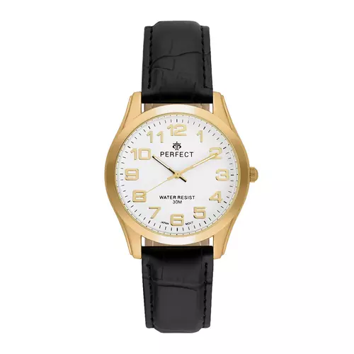 Zegarek PERFECT pasek męski XXL STD C407A-04 GOLD TARCZA BIAŁA 1
