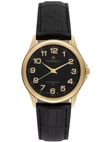 Zegarek PERFECT C425E-24 GOLD PASEK CZARNY TARCZA CZARNA 1