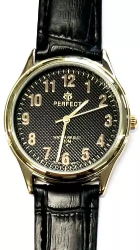 Zegarek PERFECT pasek męski XXL STD C281-08 GOLD pasek czarny tarcza czarna 1