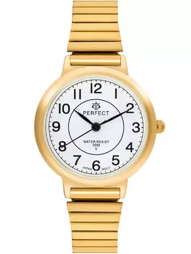 Zegarek PERFECT GUMKA Damska XD284-03 Gold tarcza biała 1