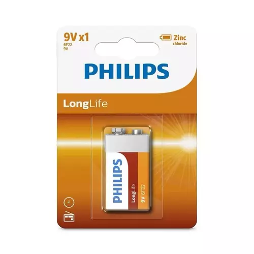 Bateria Philips 9V 6F22 cynkowa B1 Longlife 1