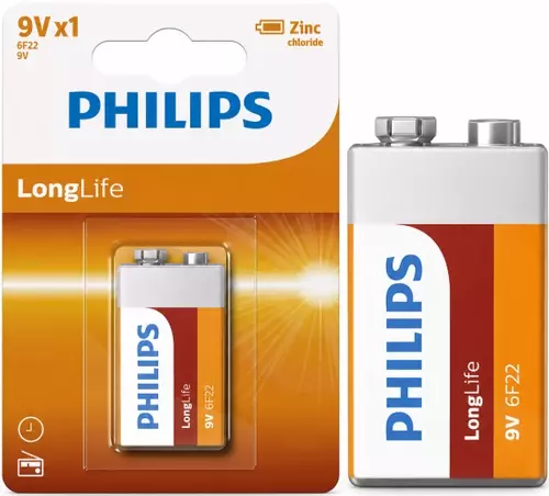 Bateria Philips 9V 6F22 cynkowa B1 Longlife 1