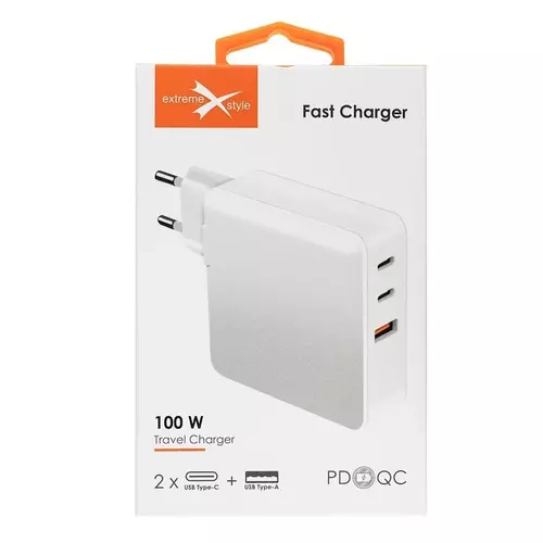 Ładowarka sieciowa 2xUSB C+USB 100W TC100CCU 1